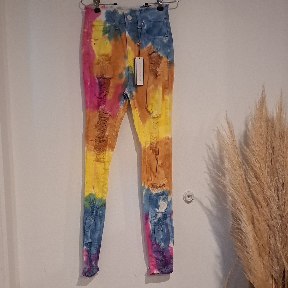 NWT Redfox Jeans Vibrant Tie-Dye Skinny Jeans Size S B106